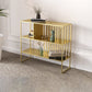 3-shelf with Rectangular Shelves Bookshelf 11.8" W Etagere Shelf Bookcase Gold 4 Clearhalo 'Bookcases' 'furn' 'furn_bookcases' 'Furniture' 'Office Furniture' 6188250