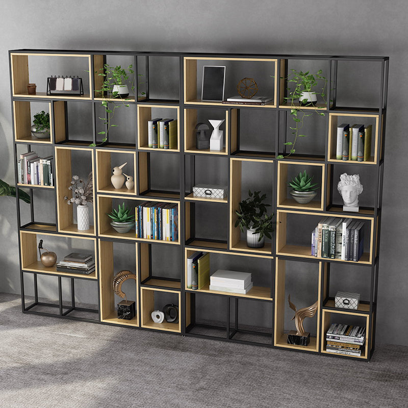 Natural Metal Etagere Shelf Bookcase Shelves Included Open Bookshelf for Study Room