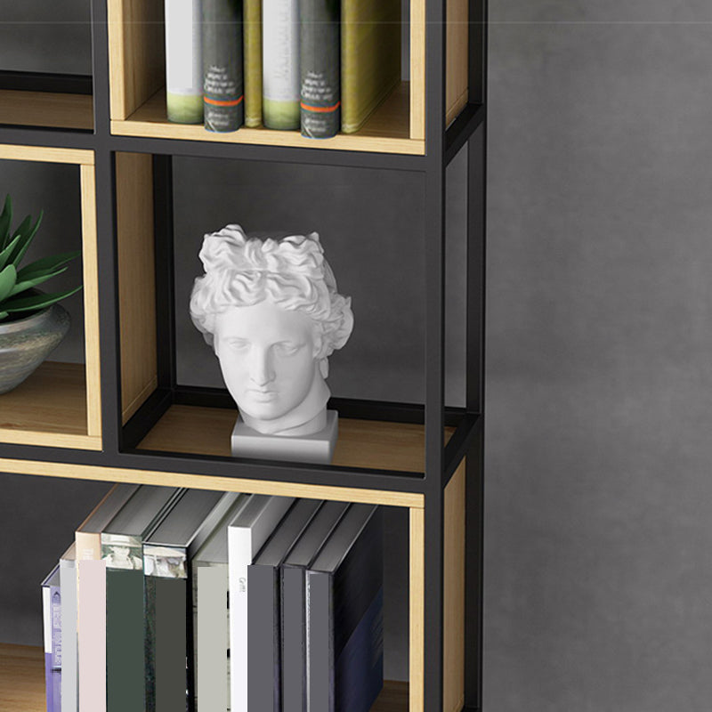 Natural Metal Etagere Shelf Bookcase Shelves Included Open Bookshelf for Study Room