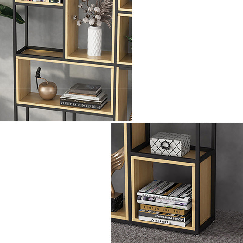 Natural Metal Etagere Shelf Bookcase Shelves Included Open Bookshelf for Study Room