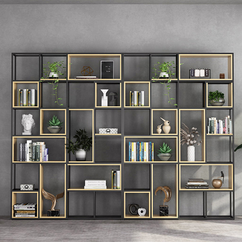 Natural Metal Etagere Shelf Bookcase Shelves Included Open Bookshelf for Study Room