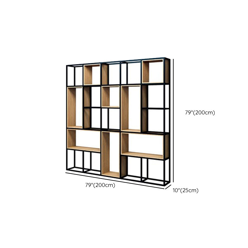 Natural Metal Etagere Shelf Bookcase Shelves Included Open Bookshelf for Study Room