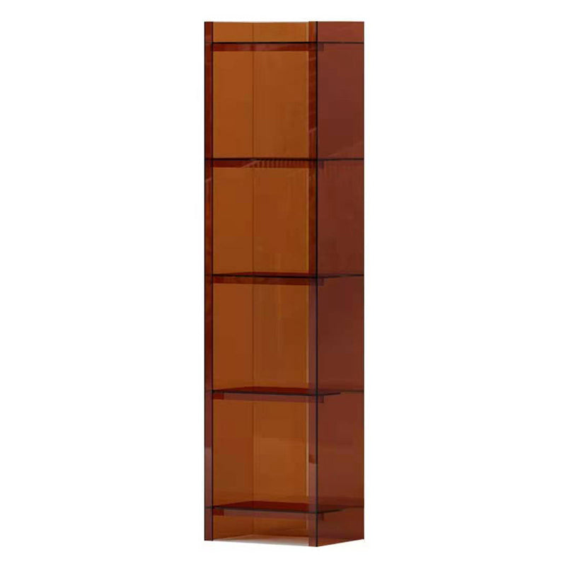 Glam Acrylic Bookcase Standard Shelf Bookshelf for Home Office 9.8" Wide 15.7"L x 9.8"W x 59.8"H Brown Clearhalo 'Bookcases' 'furn' 'furn_bookcases' 'Furniture' 'Office Furniture' 6188331