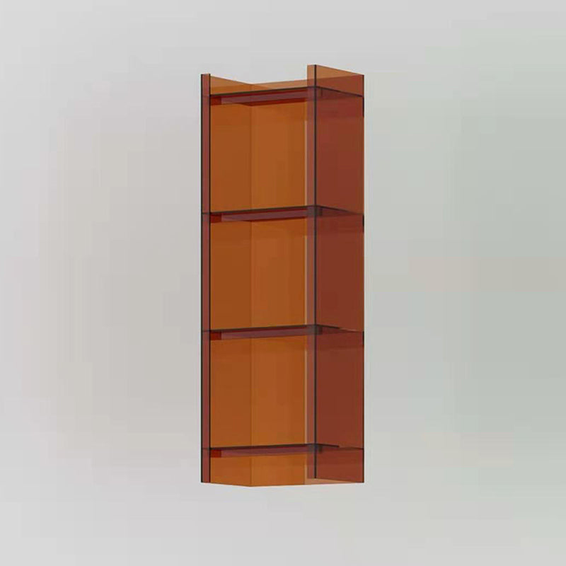 Glam Acrylic Bookcase Standard Shelf Bookshelf for Home Office 9.8" Wide 15.7"L x 9.8"W x 46.5"H Brown Clearhalo 'Bookcases' 'furn' 'furn_bookcases' 'Furniture' 'Office Furniture' 6188334