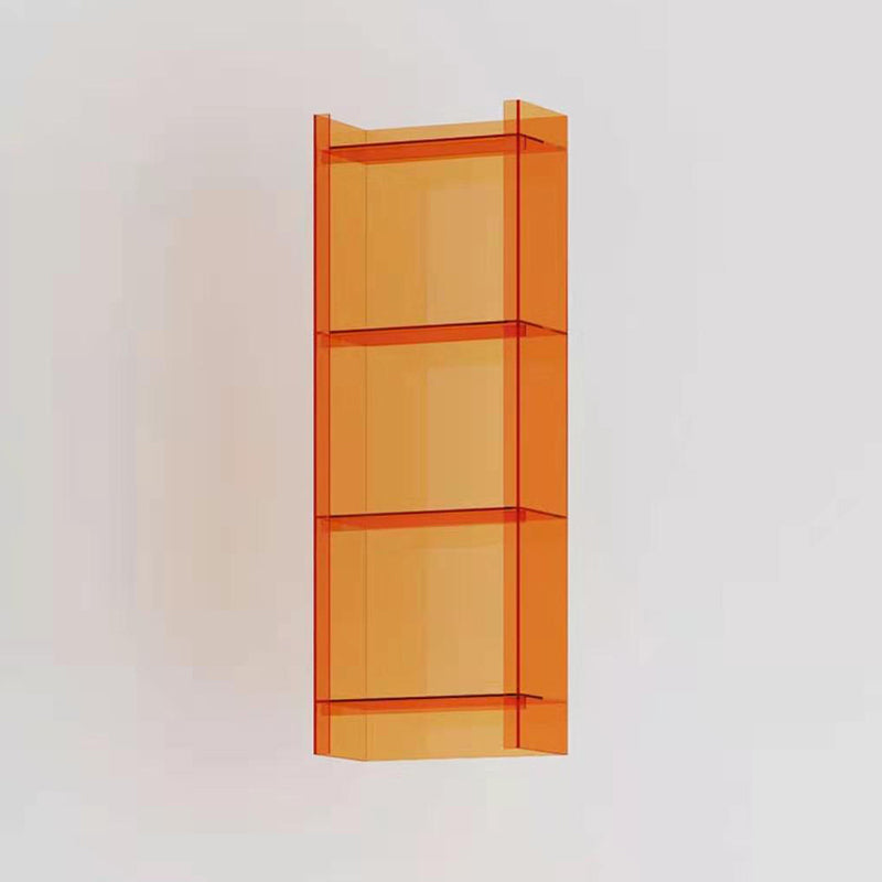 Glam Acrylic Bookcase Standard Shelf Bookshelf for Home Office 9.8" Wide 15.7"L x 9.8"W x 46.5"H Orange Clearhalo 'Bookcases' 'furn' 'furn_bookcases' 'Furniture' 'Office Furniture' 6188335