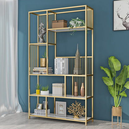 Metal and Wooden Shelf Bookcase Vertical Open Book Shelf for Study Room