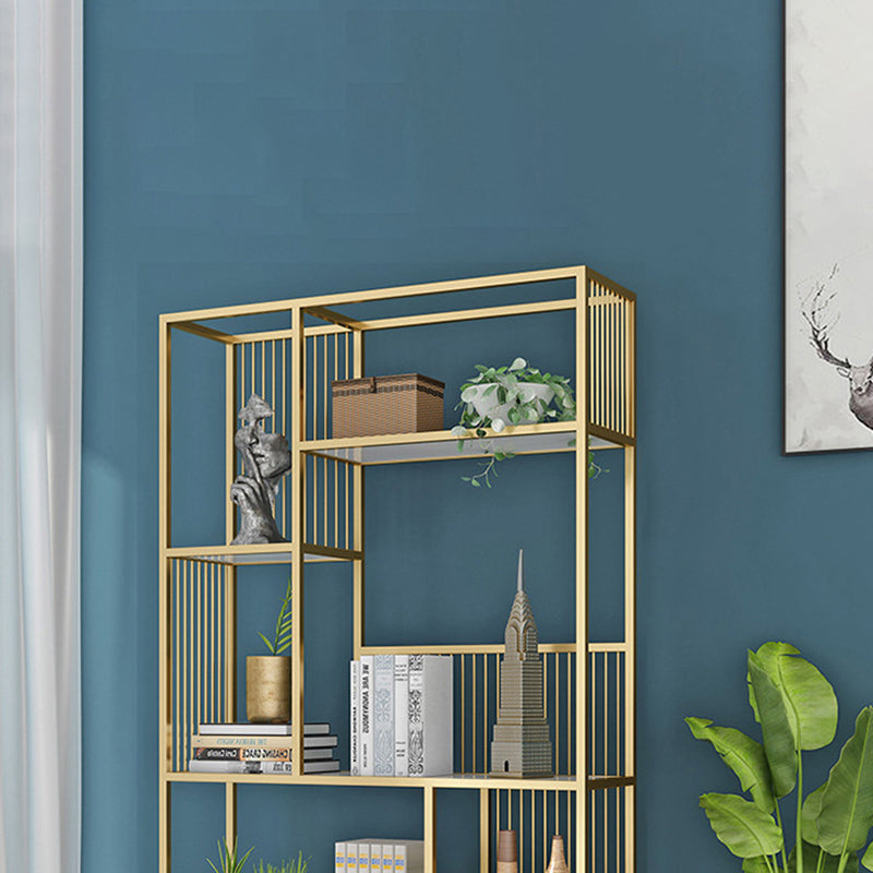 Metal and Wooden Shelf Bookcase Vertical Open Book Shelf for Study Room