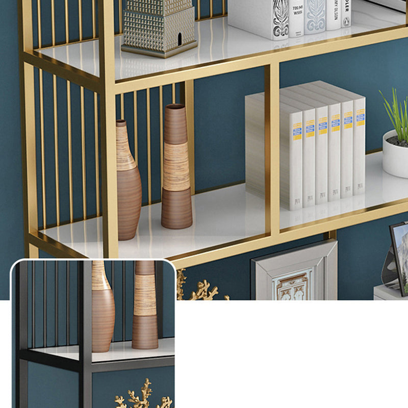 Metal and Wooden Shelf Bookcase Vertical Open Book Shelf for Study Room