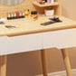 Vanity di trucco in legno contemporaneo con scaffali e 2 cassetti