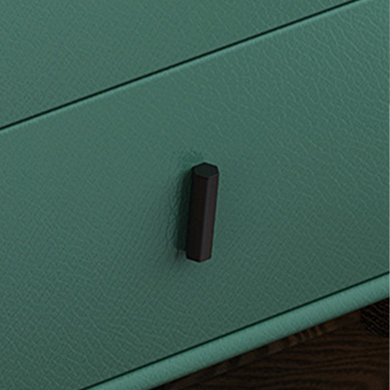 Bedroom Glam Double Drawers Faux Leather Standing Make-up Vanity