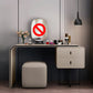Bedroom Glam Double Drawers Faux Leather Standing Make-up Vanity