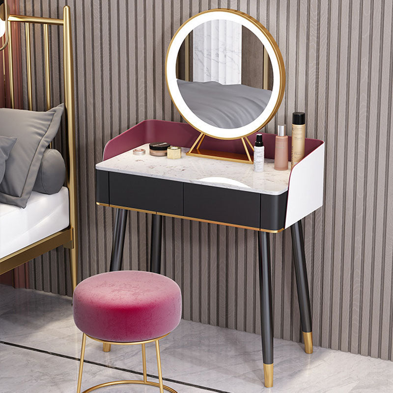 Scrivania per vanity per trucco con top in pietra contemporanea con cassetto in legno