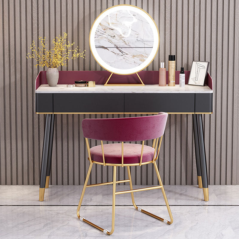 Scrivania per vanity per trucco con top in pietra contemporanea con cassetto in legno