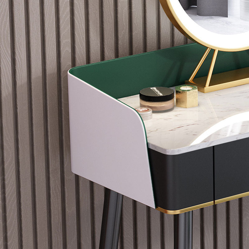Scrivania per vanity per trucco con top in pietra contemporanea con cassetto in legno