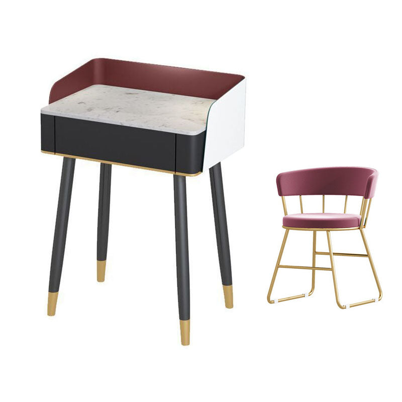 Scrivania per vanity per trucco con top in pietra contemporanea con cassetto in legno