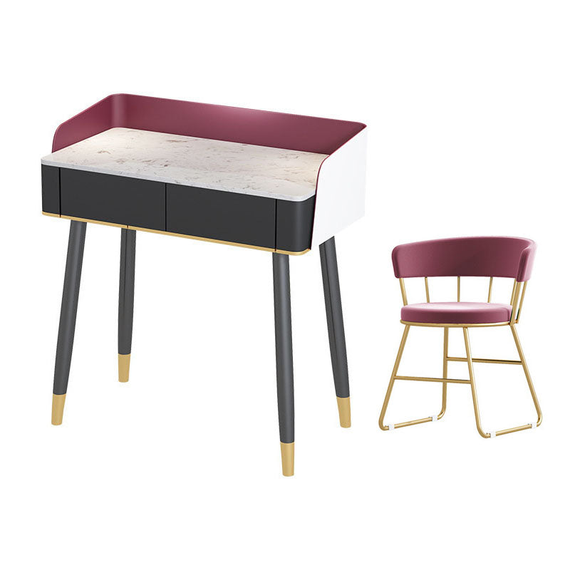 Scrivania per vanity per trucco con top in pietra contemporanea con cassetto in legno