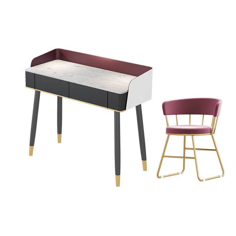 Scrivania per vanity per trucco con top in pietra contemporanea con cassetto in legno