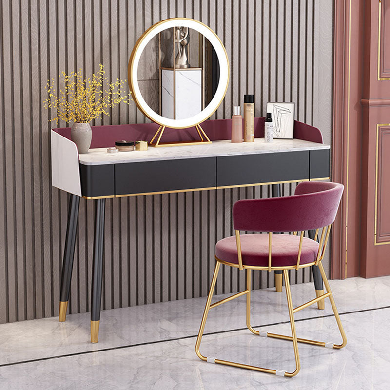 Scrivania per vanity per trucco con top in pietra contemporanea con cassetto in legno