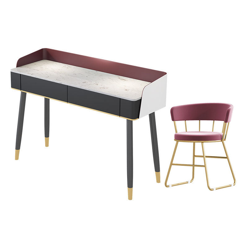 Scrivania per vanity per trucco con top in pietra contemporanea con cassetto in legno