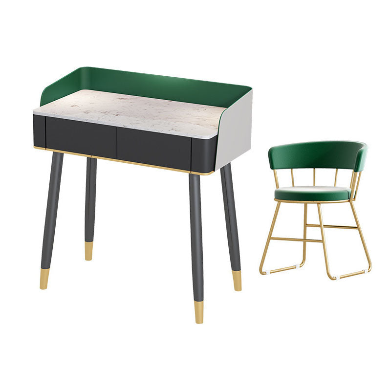 Scrivania per vanity per trucco con top in pietra contemporanea con cassetto in legno