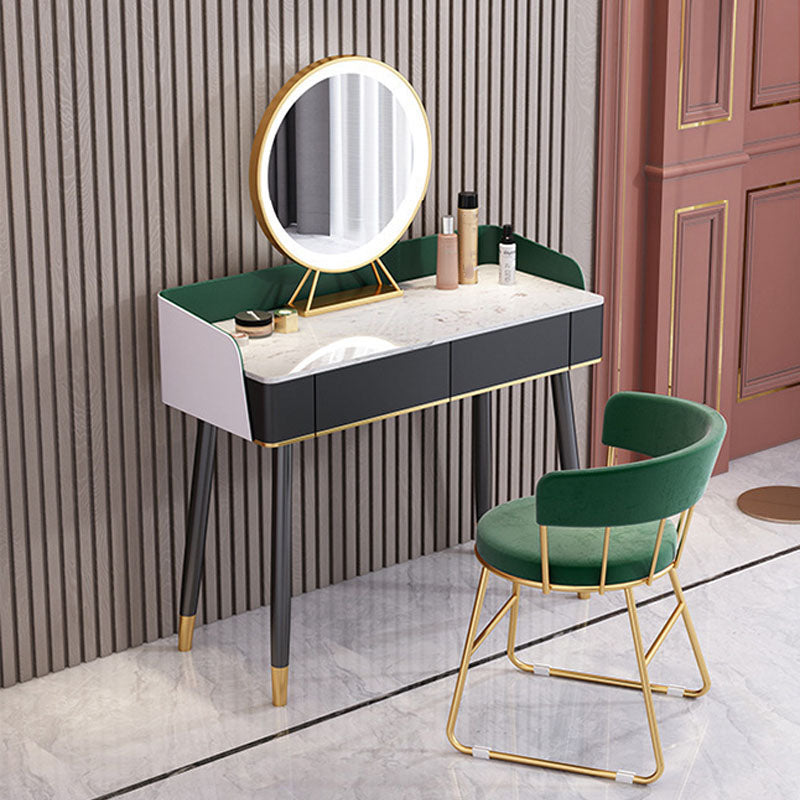 Scrivania per vanity per trucco con top in pietra contemporanea con cassetto in legno