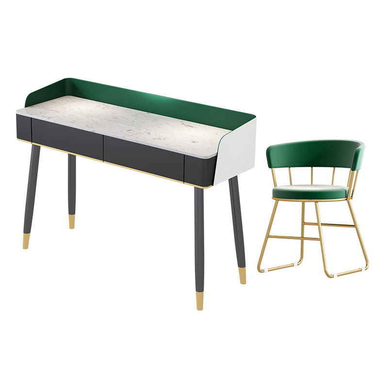 Scrivania per vanity per trucco con top in pietra contemporanea con cassetto in legno