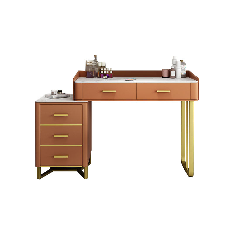 Glam Make-up Vanity With 5 Storage Drawers Dresser with Golden Base Clearhalo 'Bedroom Furniture' 'furn' 'furn_makeup_vanities' 'Furniture' 'Makeup Vanities' 'makeup_vanities' 6188542