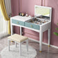 Contemporary Vanity Table with 1 Drawer and Mirror in Rubberwood