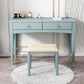 Contemporary Vanity Table with 1 Drawer and Mirror in Rubberwood