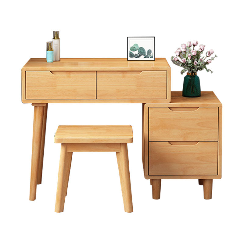 31. 5 "L Table de vanité en bois avec miroir et tabouret 4 tiroirs de maquillage Table de table de vanité