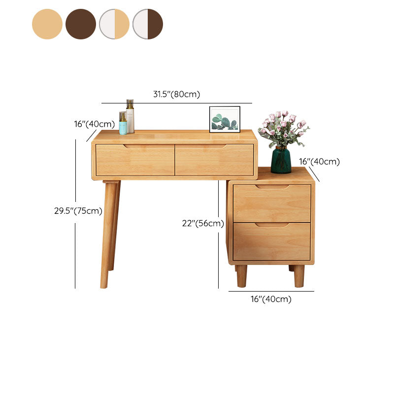 31. 5 "L Table de vanité en bois avec miroir et tabouret 4 tiroirs de maquillage Table de table de vanité