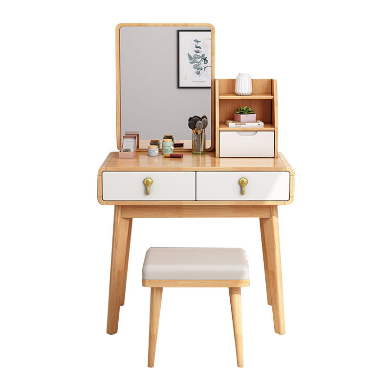 Scandinavian Solid Wood Make-up Vanity 3 Drawer Vanity Dressing Table