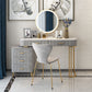 Glam Marble Top Vanity Dressing Table with 5 Drawers and Metal Base