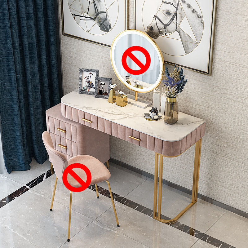 Glam Marble Top Vanity Dressing Table with 5 Drawers and Metal Base