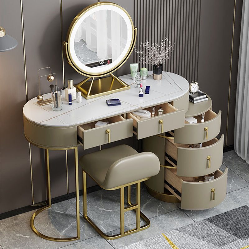 Contemporary Dressing Table Stool Set Slate Top Vanity Dressing Table Clearhalo 'Bedroom Furniture' 'furn' 'furn_makeup_vanities' 'Furniture' 'Makeup Vanities' 'makeup_vanities' 6188638