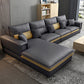 Contemporary Cushions Square Arm Living Room Faux Leather Stationary Sofa