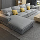 Contemporary Cushions Square Arm Living Room Faux Leather Stationary Sofa