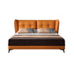 Modern Standard Bed Orange Panel Bed with Upholstered Headboard