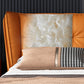 Modern Standard Bed Orange Panel Bed with Upholstered Headboard