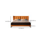 Modern Standard Bed Orange Panel Bed with Upholstered Headboard
