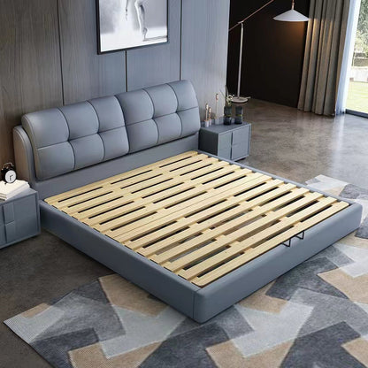 Contemporary Faux Leather Standard Bed, Rectangular Upholstered Headboard Bed Single Bed Unavailable Clearhalo 'Bedroom Furniture' 'Beds' 'furn' 'furn_beds' 'Furniture' 6188858