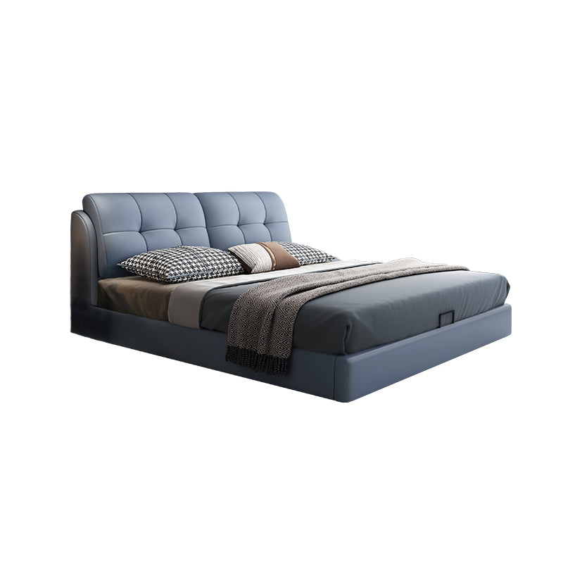 Contemporary Faux Leather Standard Bed, Rectangular Upholstered Headboard Bed Clearhalo 'Bedroom Furniture' 'Beds' 'furn' 'furn_beds' 'Furniture' 6188859