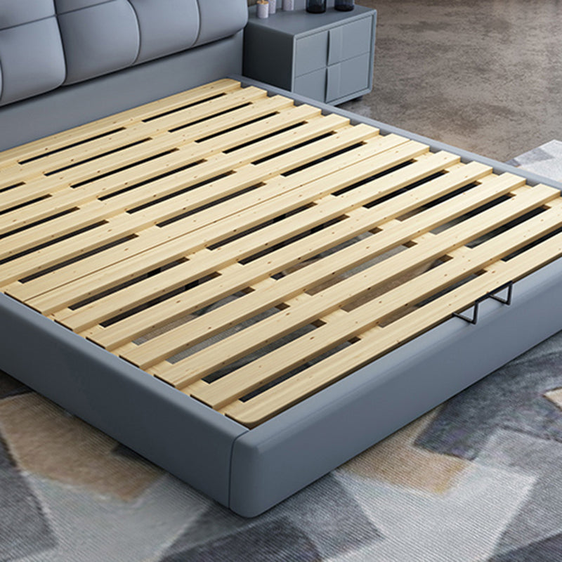 Contemporary Faux Leather Standard Bed, Rectangular Upholstered Headboard Bed Clearhalo 'Bedroom Furniture' 'Beds' 'furn' 'furn_beds' 'Furniture' 6188862