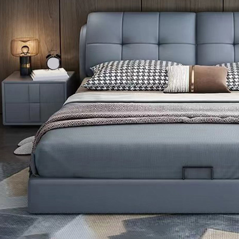 Contemporary Faux Leather Standard Bed, Rectangular Upholstered Headboard Bed Clearhalo 'Bedroom Furniture' 'Beds' 'furn' 'furn_beds' 'Furniture' 6188863