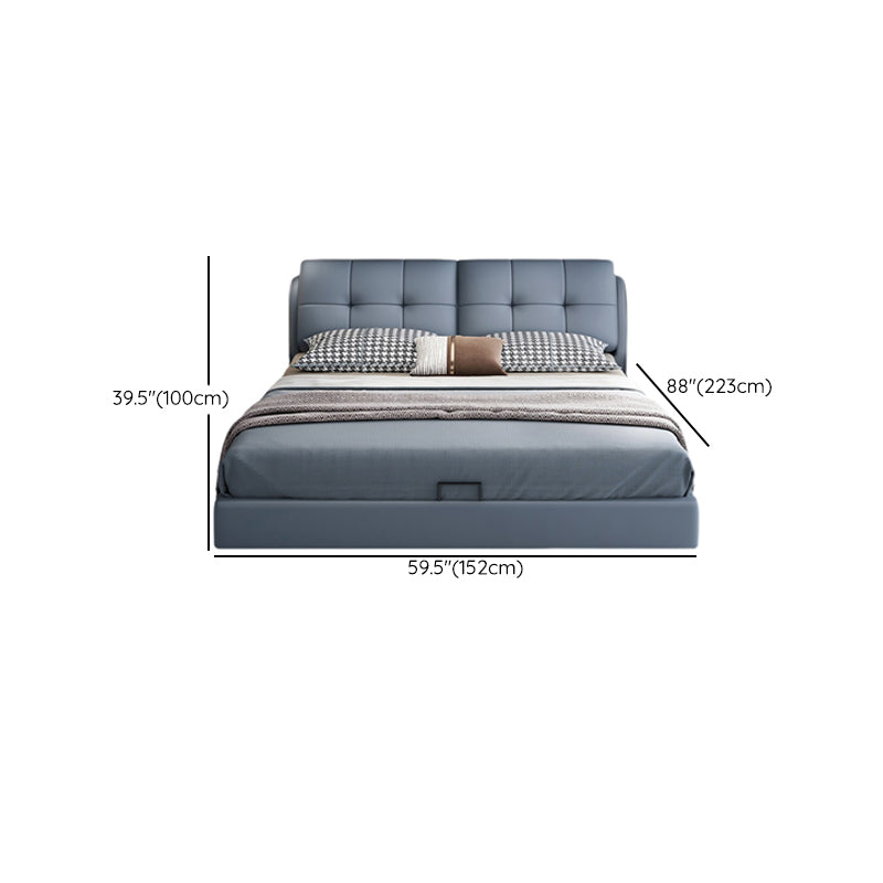 Contemporary Faux Leather Standard Bed, Rectangular Upholstered Headboard Bed Clearhalo 'Bedroom Furniture' 'Beds' 'furn' 'furn_beds' 'Furniture' 6188865