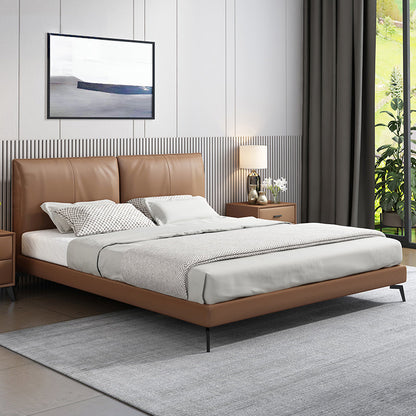 Zeitgenössisches gepolstertes Standardbett, rechteckiges Kopfteilbett