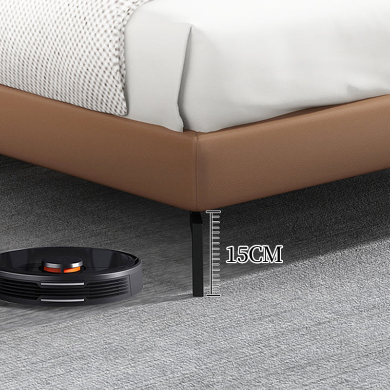 Zeitgenössisches gepolstertes Standardbett, rechteckiges Kopfteilbett