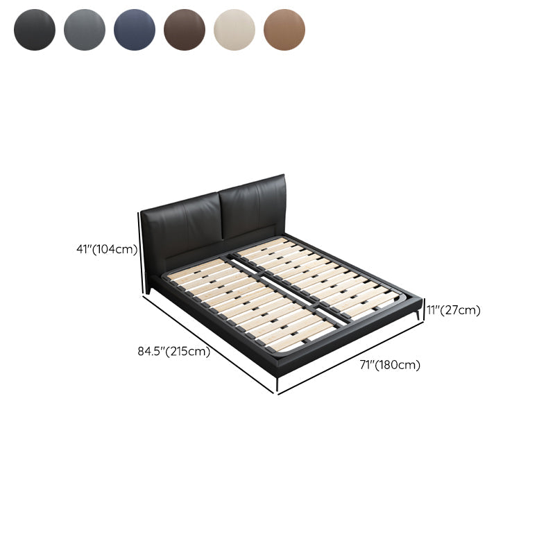 Zeitgenössisches gepolstertes Standardbett, rechteckiges Kopfteilbett