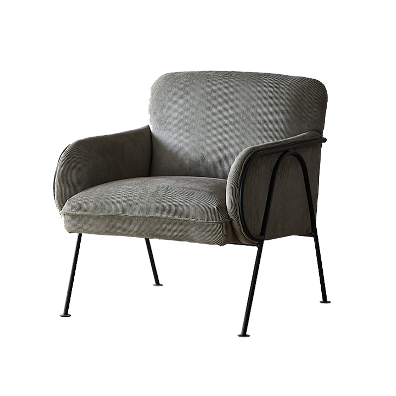 Modern Style Chair with Black Metal Basic Four Leg and Tight Back Grey 1 Piece Clearhalo 'Accent Chairs' 'accent_chairs' 'Chairs & Seating' 'furn' 'furn_accent_chairs' 'Furniture' 'Living Room Furniture' 6189021