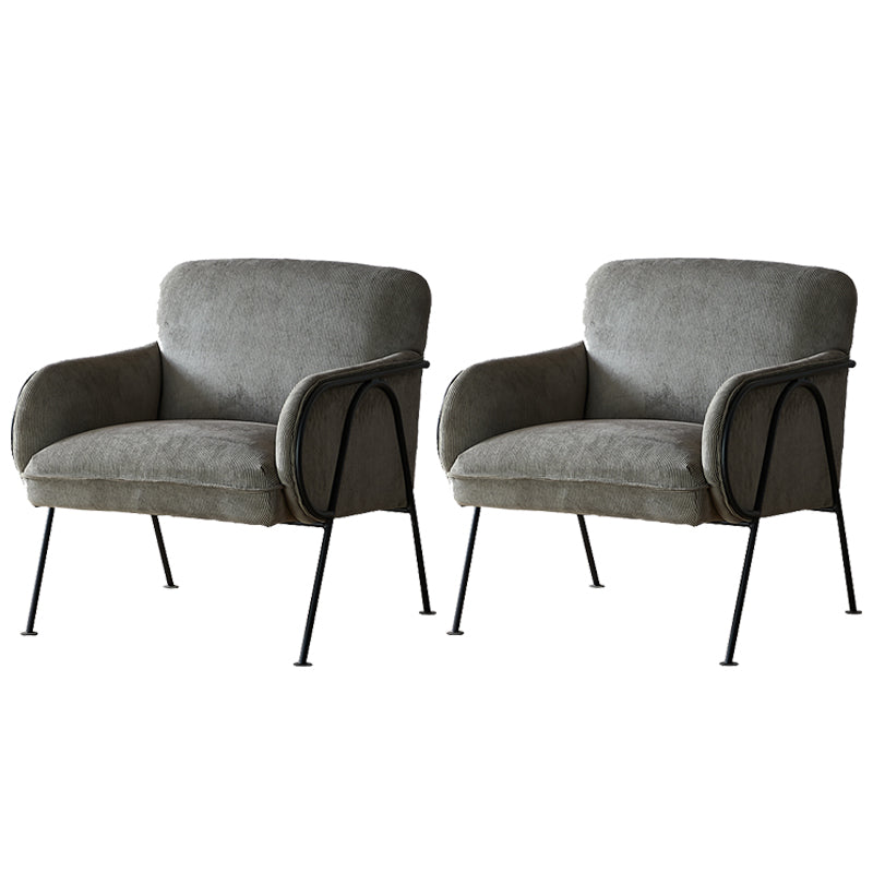 Modern Style Chair with Black Metal Basic Four Leg and Tight Back Grey 2 Piece Set Clearhalo 'Accent Chairs' 'accent_chairs' 'Chairs & Seating' 'furn' 'furn_accent_chairs' 'Furniture' 'Living Room Furniture' 6189023